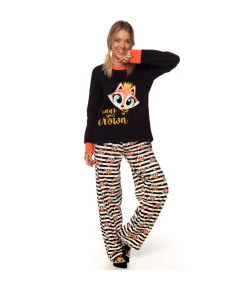 Pijama Manga Longa Adulto Puket Raposa Preto INV19 - 030602129