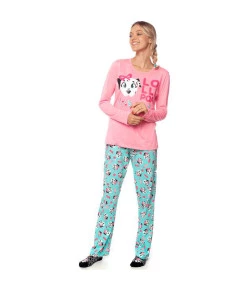 Pijama Manga Longa Adulto Puket Dálmatas Rosa FEV19 - 030602151