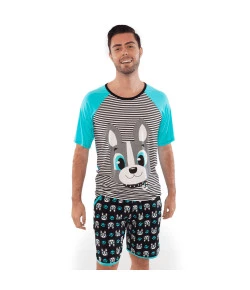 Short Doll Manga Curta Adulto Puket Bulldog Azul V20 - 030602167