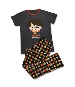 Pijama Manga Curta Adulto Puket Harry Potter Cinza - 030602206