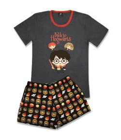 Pijama Manga Curta Adulto Puket Harry Potter Cinza - 030602208