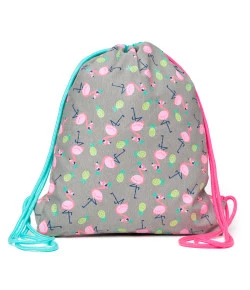 Mochila Saquinho Puket Flamingo Abacaxi