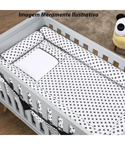 Kit Berço Batistela Baby Rolinho 07 Peças Cruzinha Preto (Padrão Americano) - 10089