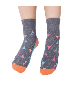 Meia Soquete Kids Triangulos Puket V21 Cinza Mescla | Tamanho: 28-33