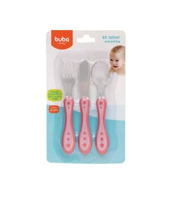 Kit Talher 3 Peças Buba Estrelinha Rosa - 10677