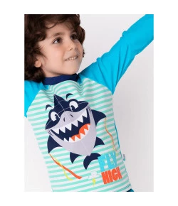 Camiseta Kids Tubarão ML Puket Azul Claro