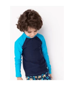 Camiseta Praia Manga Longa Lisa Menino Puket Azul Marinho