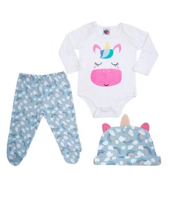 Kit 3 Peças Tip Top Body Unicórnio Branco