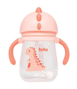 Copo com Alça Buba Dino Rosa 240ml 12m+