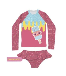 Conjunto Praia Panda Pool Sorvete Azul 