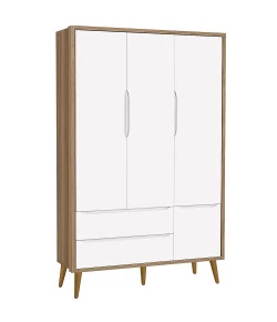 Roupeiro Classic 3 Portas Reller Branco Fosco / Mezzo Fosco Pés Madeiras 