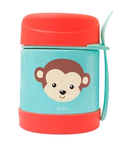 POTE TÉRMICO COM TALHER ANIMAL FUN MACACO - Buba