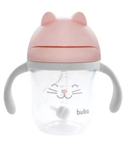 Copo com Canudo Gatinho Buba Rosa