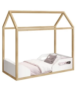 Mini Cama Zoe Montessoriano Reller Branco Fosco/Madeira Pinus Natural