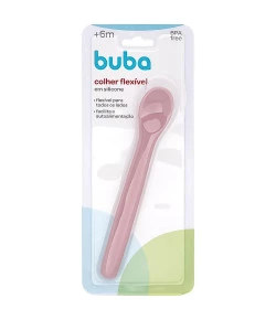 Colher Flexível em Silicone Buba Rosa