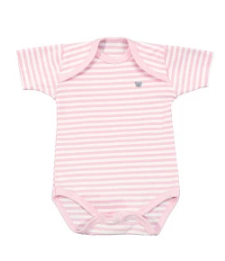 Body Basic Manga Curta  Batistela Baby Listra Rosa