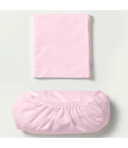 Jogo Lençol + Fronha Para Mini Berço Hug Rosa Magia