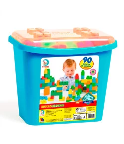 Caixa com 90 Blocos de Montar Cardoso Toys 24M+ 8012 Azul
