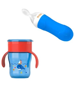 Kit Alimentação Avent Copo 360° + Colher Dosadora Comtac Azul