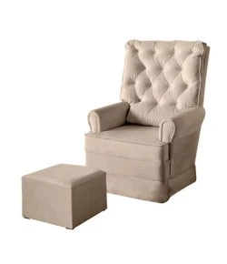 Poltrona Gariani Eloa com Puff Bege Cor 145