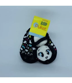 Meia Sapatilha com Led Puket Dálmatas 3D - Preto