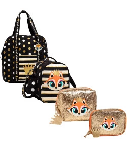 Kit Puket Mochila + Lancheira + Nécessaire + Estojo Raposa Coroa
