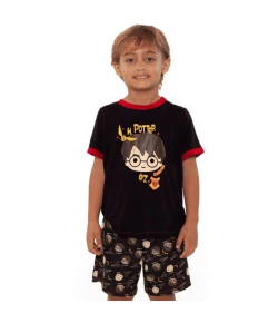Pijama Teen Manga Curta Harry Potter Puket Masculino Preto