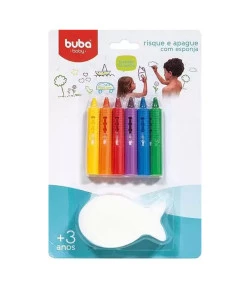 Risque e Apague com Esponja Colorido - Buba 