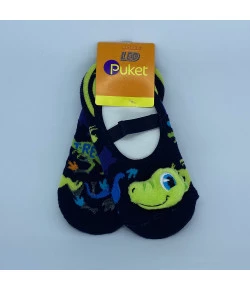 Meia Sapatilha com Led Puket Dino 3D - Azul Marinho