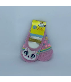 Meia Sapatilha com Led Puket Gatinha 3D - Rosa 