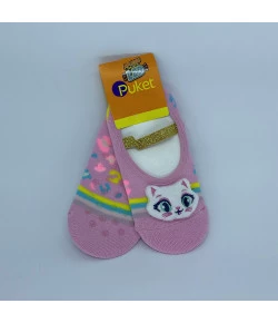 Meia Sapatilha com Led Puket Gatinha 3D - Rosa 