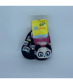 Meia Sapatilha com Led Puket Panda 3D - Preto