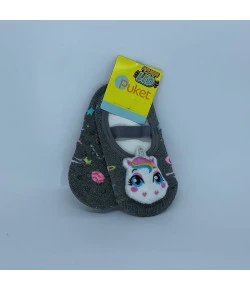 Meia Sapatilha C/ LED Puket Unicórnio 3D - Cinza mescla 