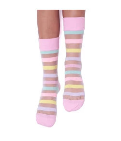 Meia 3/4 Puket Transparente Colorida Cor Pastel 