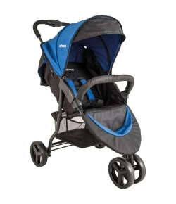 8004PA - Carrinho de Bebê Trio Lenox Whoop Preto e Azul