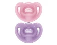 Kit com 2 Chupetas NUK Sensitive Soft 100% Silicone Girl S1 0-6M