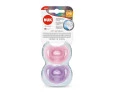 Kit com 2 Chupetas NUK Sensitive Soft 100% Silicone Girl S1 0-6M