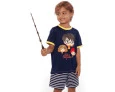 Pijama Kids Manga Curta Harry Potter Puket Azul Marinho Masculino Varinha