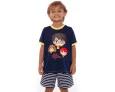 Pijama Kids Manga Curta Harry Potter Puket Azul Marinho Masculino